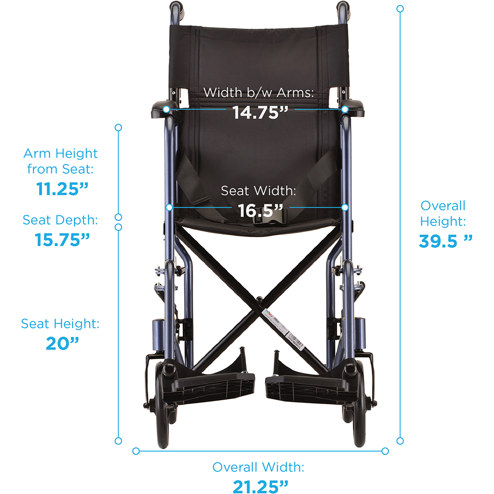 Aluminum Transport Chair Measurements